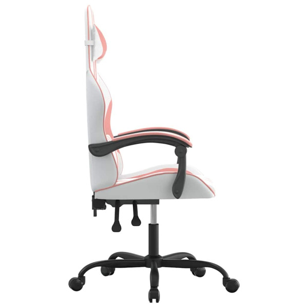 Fotel Gamingowy z Ekoskóry Obrotowy Ergonomiczny Biało-Różowy do Biurka, 9443301