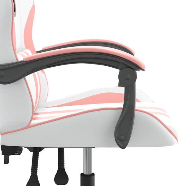 Fotel Gamingowy z Ekoskóry Obrotowy Ergonomiczny Biało-Różowy do Biurka, 9443304