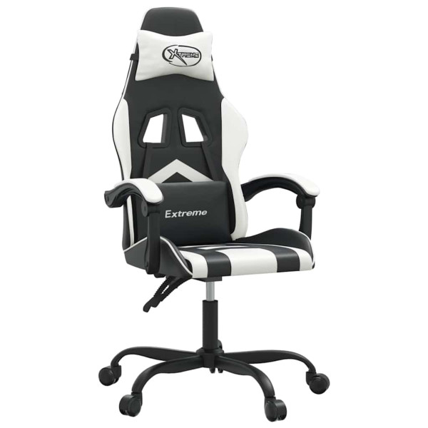 Fotel Gamingowy z Ekoskóry Ergonomiczny Czarno-Biały do Biurka dla Gracza, 9443312