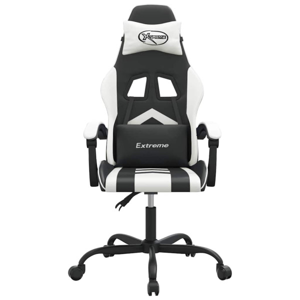 Fotel Gamingowy z Ekoskóry Ergonomiczny Czarno-Biały do Biurka dla Gracza, 9443314