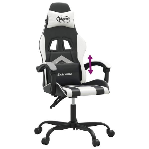 Fotel Gamingowy z Ekoskóry Ergonomiczny Czarno-Biały do Biurka dla Gracza, 9443318