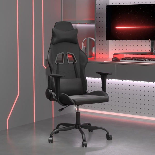 Fotel Gamingowy z Ekoskóry Ergonomiczny z Podłokietnikami Czarny do Biurka, 9443327