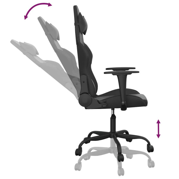 Fotel Gamingowy z Ekoskóry Ergonomiczny z Podłokietnikami Czarny do Biurka, 9443331