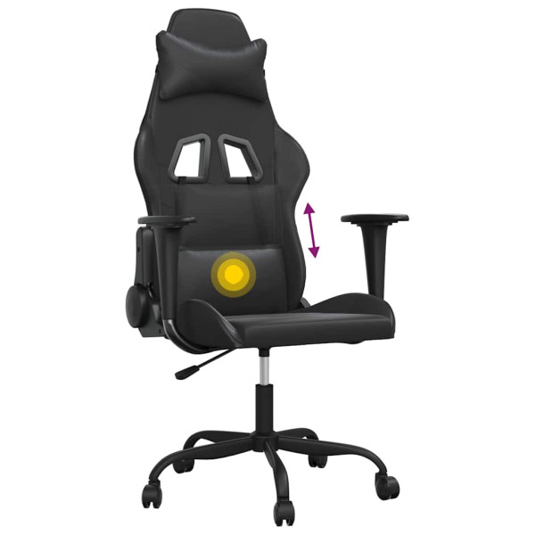 Fotel Gamingowy z Ekoskóry Ergonomiczny z Podłokietnikami Czarny do Biurka, 9443332