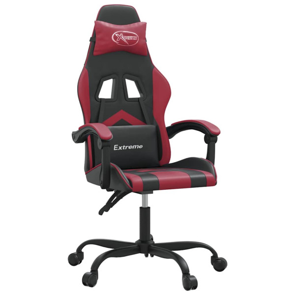 Fotel Gamingowy z Ekoskóry Obrotowy Ergonomiczny Czarno-Czerwony do Biurka, 9443353