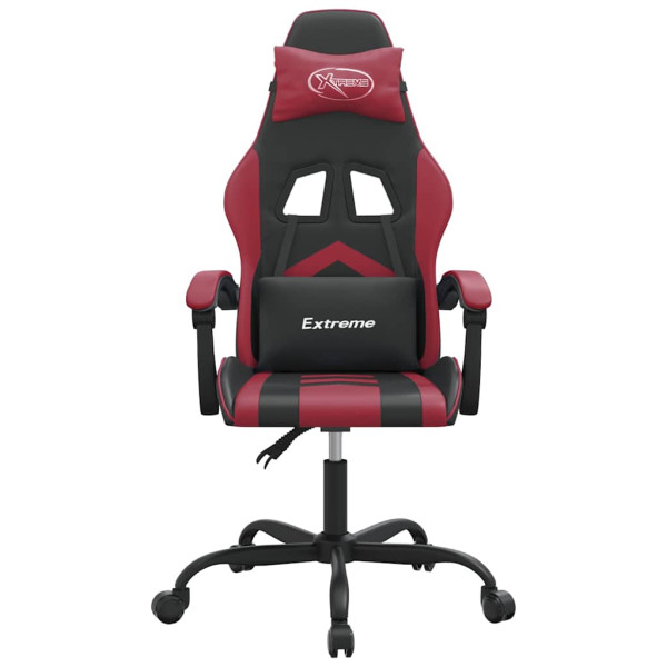 Fotel Gamingowy z Ekoskóry Obrotowy Ergonomiczny Czarno-Czerwony do Biurka, 9443355