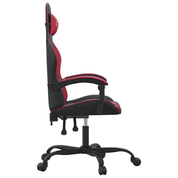 Fotel Gamingowy z Ekoskóry Obrotowy Ergonomiczny Czarno-Czerwony do Biurka, 9443356