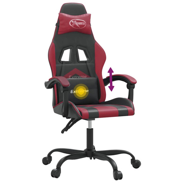 Fotel Gamingowy z Ekoskóry Obrotowy Ergonomiczny Czarno-Czerwony do Biurka, 9443363