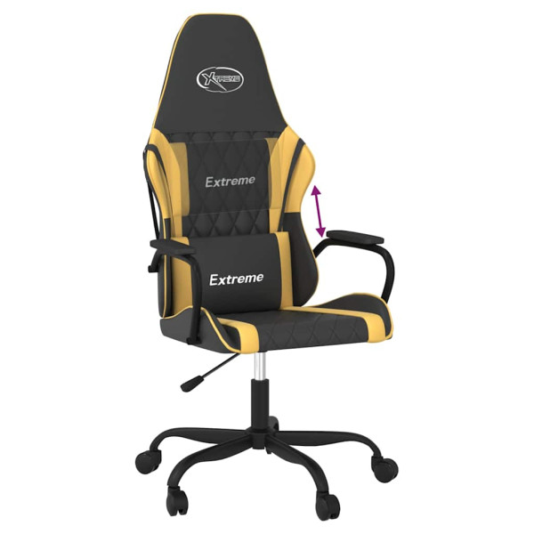 Fotel Gamingowy z Ekoskóry Ergonomiczny Czarno-Złoty do Biurka dla Gracza, 9443380