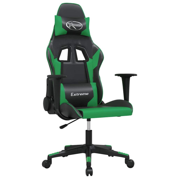 Fotel Gamingowy z Ekoskóry Ergonomiczny Czarno-Zielony do Biurka dla Gracza, 9443474