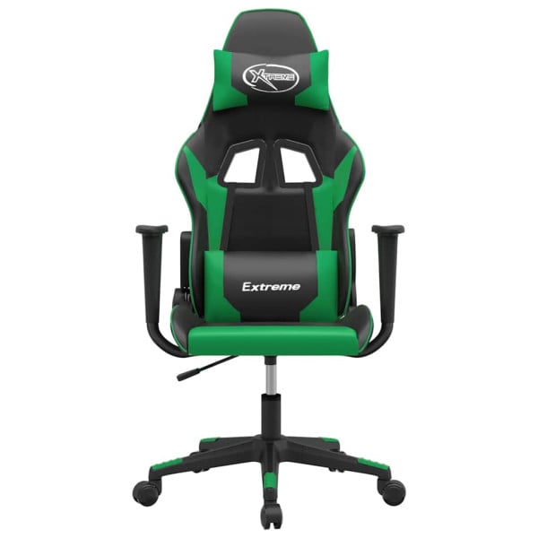 Fotel Gamingowy z Ekoskóry Ergonomiczny Czarno-Zielony do Biurka dla Gracza, 9443476
