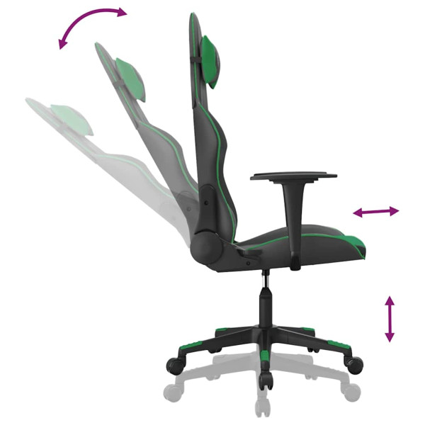 Fotel Gamingowy z Ekoskóry Ergonomiczny Czarno-Zielony do Biurka dla Gracza, 9443479