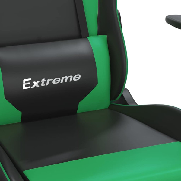 Fotel Gamingowy z Ekoskóry Ergonomiczny Czarno-Zielony do Biurka dla Gracza, 9443481
