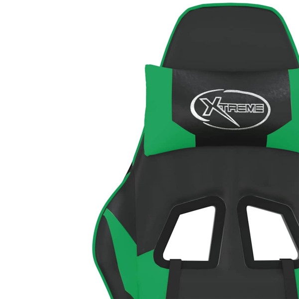 Fotel Gamingowy z Ekoskóry Ergonomiczny Czarno-Zielony do Biurka dla Gracza, 9443484
