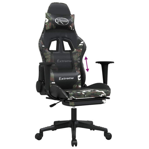 Fotel Gamingowy z Ekoskóry z Podnóżkiem Czarno-Wielokolorowy do Biurka, 9443645