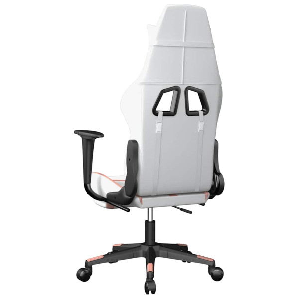 Fotel Gamingowy z Ekoskóry z Podnóżkiem Ergonomiczny Biało-Różowy do Biurka, 9443701