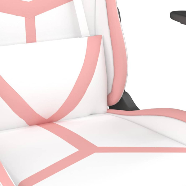 Fotel Gamingowy z Ekoskóry z Podnóżkiem Ergonomiczny Biało-Różowy do Biurka, 9443705