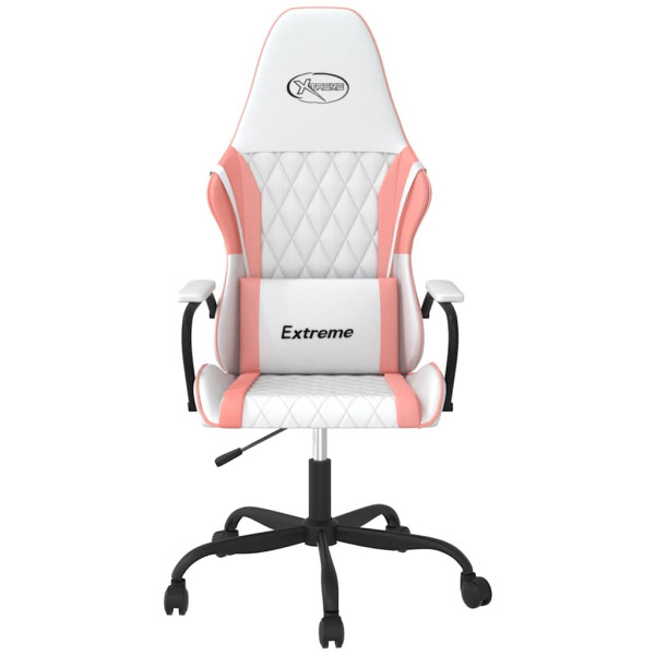 Fotel Gamingowy z Ekoskóry Ergonomiczny Biało-Różowy do Biurka dla Gracza, 9443783