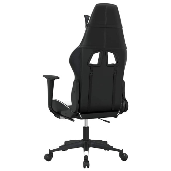Fotel Gamingowy z Ekoskóry z Podnóżkiem Ergonomiczny Czarno-Biały do Biurka, 9443840