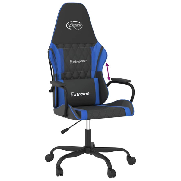 Fotel Gamingowy z Ekoskóry Ergonomiczny Czarno-Niebieski do Biurka, 9443867