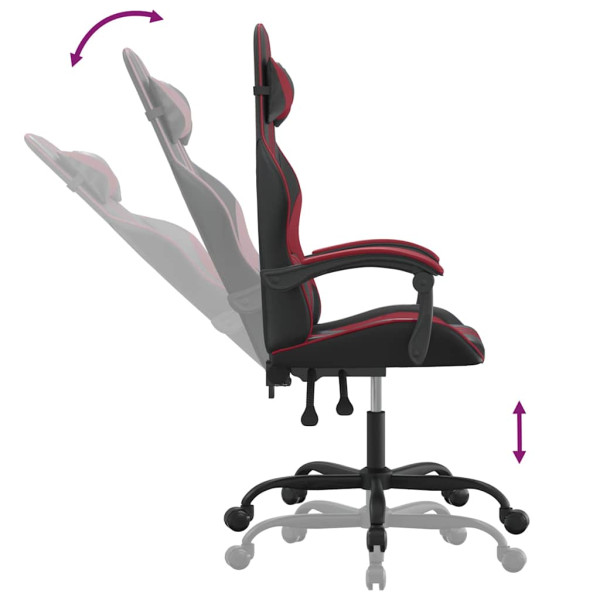Fotel Gamingowy z Ekoskóry Ergonomiczny Czarno-Czerwony do Biurka, 9443965