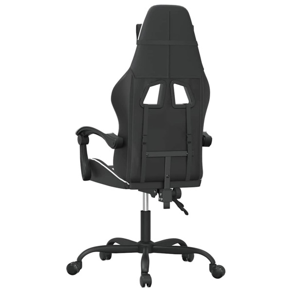 Fotel Gamingowy z Ekoskóry Obrotowy Ergonomiczny Czarno-Biały do Biurka, 9444018