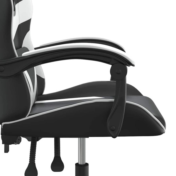 Fotel Gamingowy z Ekoskóry Obrotowy Ergonomiczny Czarno-Biały do Biurka, 9444020
