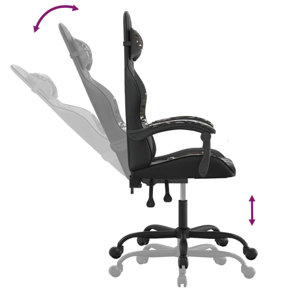 Fotel Gamingowy z Ekoskóry Ergonomiczny Czarno-Wielokolorowy do Biurka, 9444033