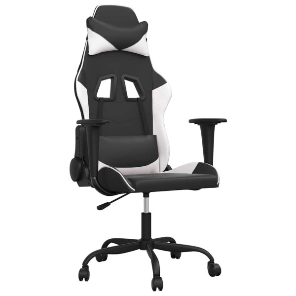Fotel Gamingowy z Ekoskóry Ergonomiczny Czarno-Biały do Biurka dla Gracza, 9444042