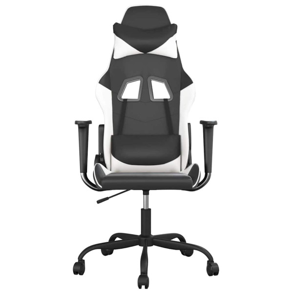 Fotel Gamingowy z Ekoskóry Ergonomiczny Czarno-Biały do Biurka dla Gracza, 9444044