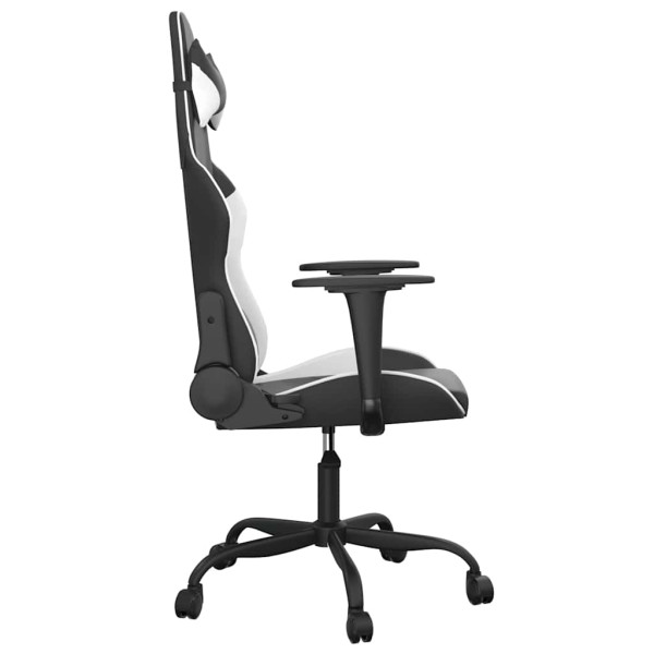 Fotel Gamingowy z Ekoskóry Ergonomiczny Czarno-Biały do Biurka dla Gracza, 9444045