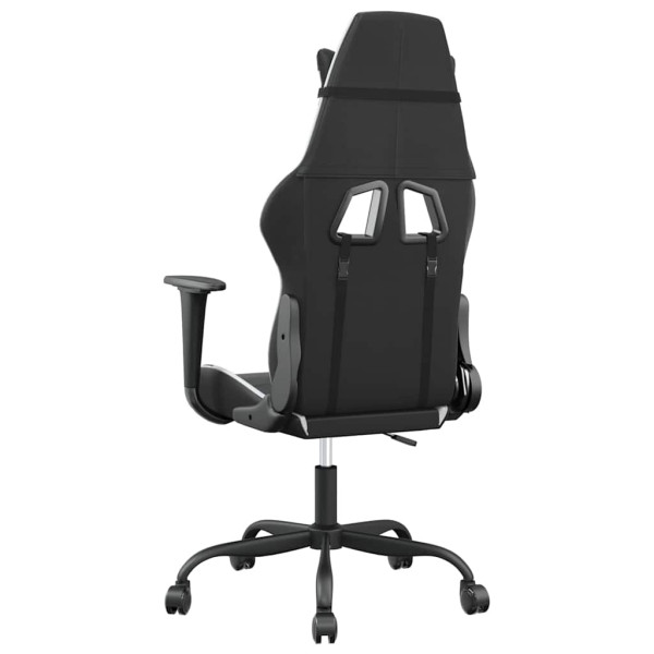 Fotel Gamingowy z Ekoskóry Ergonomiczny Czarno-Biały do Biurka dla Gracza, 9444046