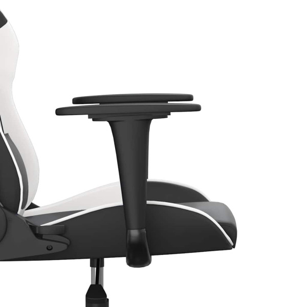 Fotel Gamingowy z Ekoskóry Ergonomiczny Czarno-Biały do Biurka dla Gracza, 9444051