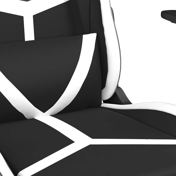 Fotel Gamingowy z Ekoskóry z Podnóżkiem Ergonomiczny Czarno-Biały do Biurka, 9444253