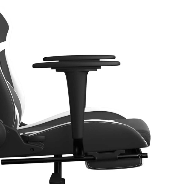 Fotel Gamingowy z Ekoskóry z Podnóżkiem Ergonomiczny Czarno-Biały do Biurka, 9444255