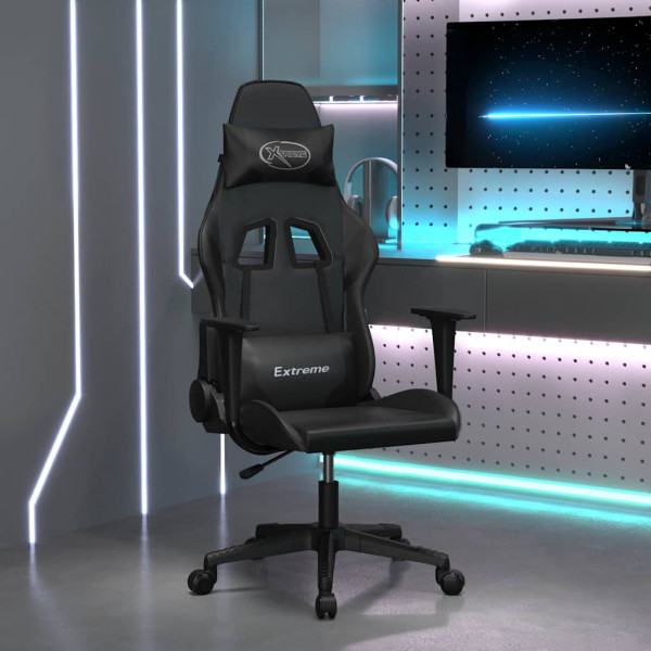 Fotel Gamingowy z Ekoskóry Ergonomiczny z Podłokietnikami Czarny do Biurka, 9444338