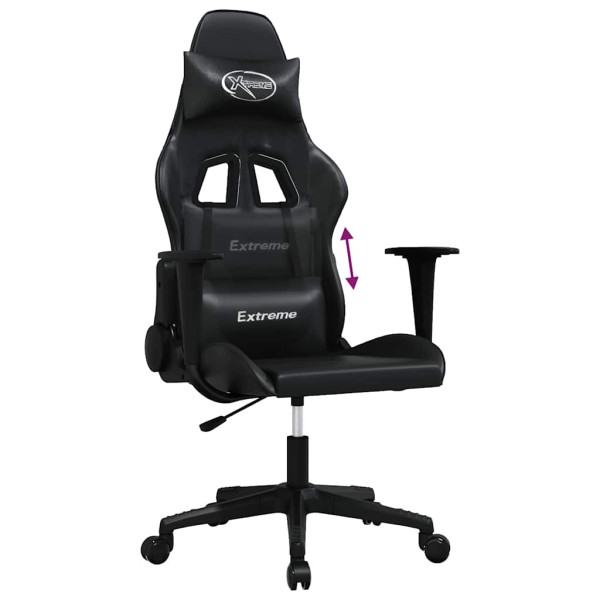 Fotel Gamingowy z Ekoskóry Ergonomiczny z Podłokietnikami Czarny do Biurka, 9444343