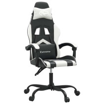 Produkt: Fotel Gamingowy z Ekoskóry Obrotowy Ergonomiczny Czarno-Biały do Biurka