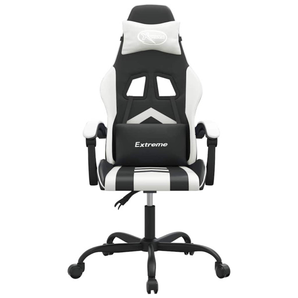 Fotel Gamingowy z Ekoskóry Obrotowy Ergonomiczny Czarno-Biały do Biurka, 9444419
