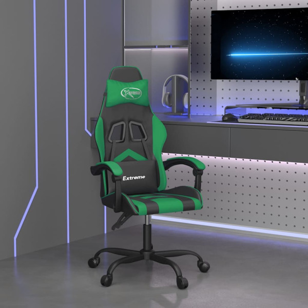 Fotel Gamingowy z Ekoskóry Ergonomiczny Czarno-Zielony do Biurka dla Gracza, 9444461