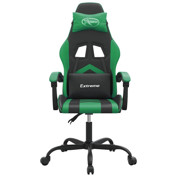 Fotel Gamingowy z Ekoskóry Ergonomiczny Czarno-Zielony do Biurka dla Gracza, 9444462