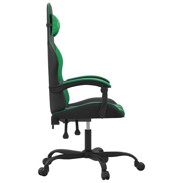 Fotel Gamingowy z Ekoskóry Ergonomiczny Czarno-Zielony do Biurka dla Gracza, 9444463