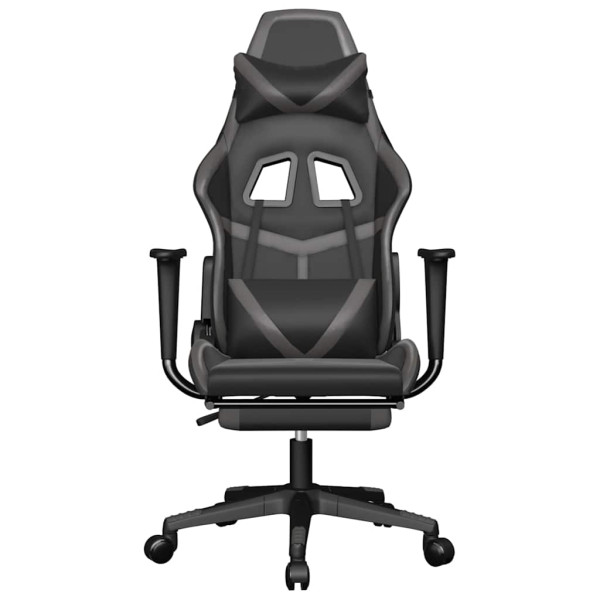 Fotel Gamingowy z Ekoskóry z Podnóżkiem Ergonomiczny Czarno-Szary do Biurka, 9444521