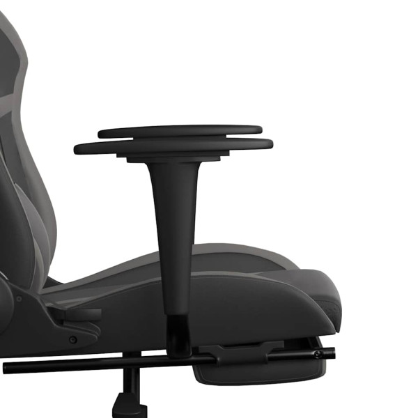 Fotel Gamingowy z Ekoskóry z Podnóżkiem Ergonomiczny Czarno-Szary do Biurka, 9444528
