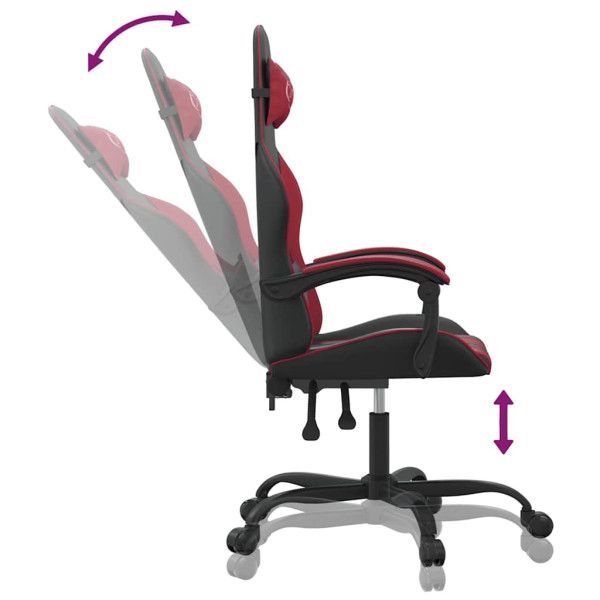 Fotel Gamingowy z Ekoskóry Ergonomiczny Czarno-Czerwony do Biurka, 9444615