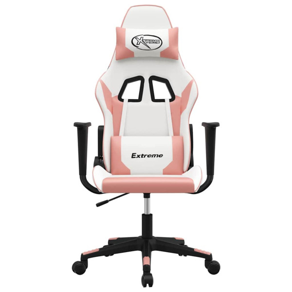 Fotel Gamingowy z Ekoskóry Ergonomiczny Biało-Różowy do Biurka dla Gracza, 9444640