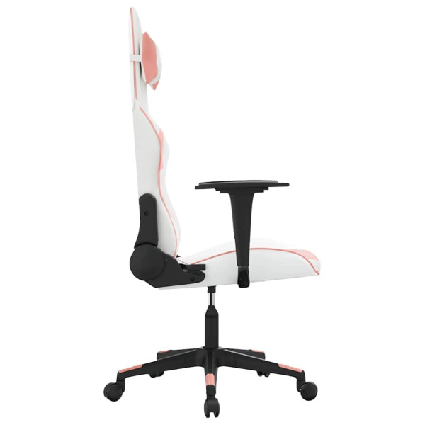 Fotel Gamingowy z Ekoskóry Ergonomiczny Biało-Różowy do Biurka dla Gracza, 9444641
