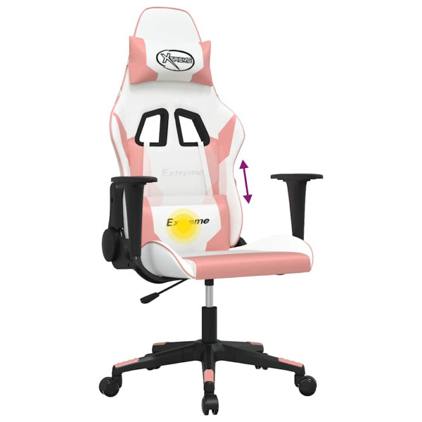 Fotel Gamingowy z Ekoskóry Ergonomiczny Biało-Różowy do Biurka dla Gracza, 9444642