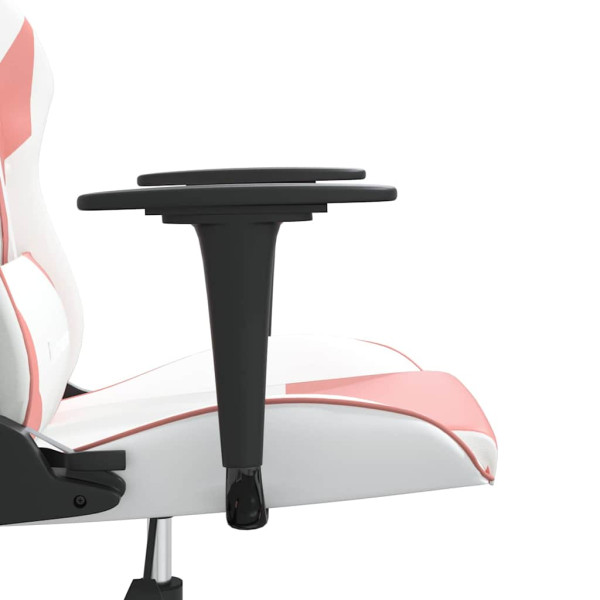 Fotel Gamingowy z Ekoskóry Ergonomiczny Biało-Różowy do Biurka dla Gracza, 9444649