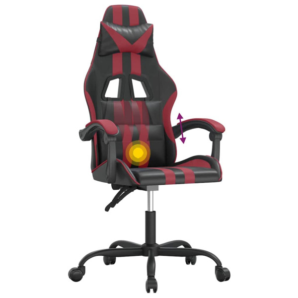 Fotel Gamingowy z Ekoskóry Obrotowy Ergonomiczny Czarno-Czerwony do Biurka, 9444739